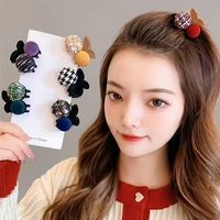 new cherry flocking small hair claws clip crab plaid hairpin for women girls barrettes korean ponytail hair accessories headwear