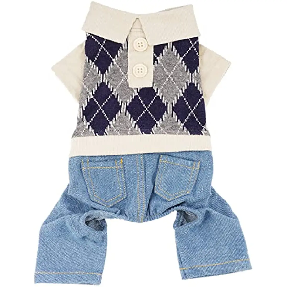

Dog Jumpsuits for Small Dogs, Soft Knitted Stretchy Dog Overalls Jeans, Cat Puppy Clothes Outfit for Dachshund Teacup Chihuahua