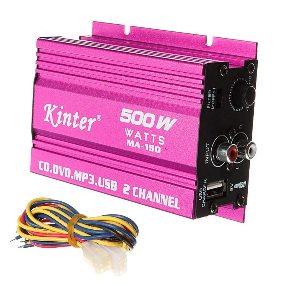 

Car Amplifiers 500W MA-150 DC9-14V 2-CH Mini Hi-Fi Stereo Audio Amplifier Amp Subwoofer for Car Motorcycles