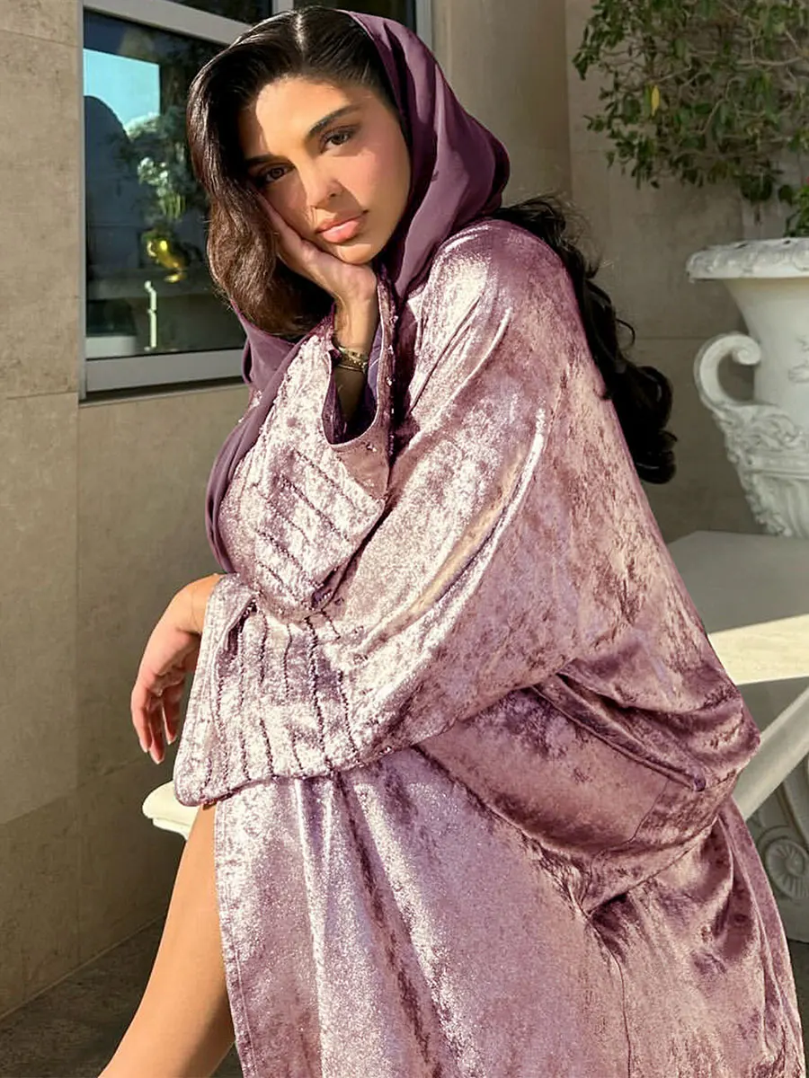 Дубай модная однотонная открытая абайя для мусульманской женщины элегантный