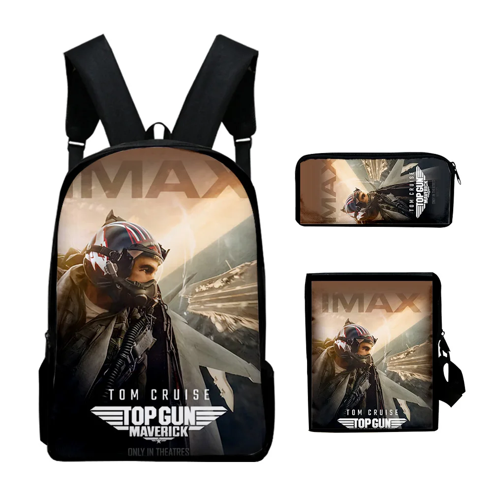 

Cartoon Novelty Cool Top Gun Maverick 3pcs/Set Backpack 3D Print School Student Bookbag Laptop Daypack Shoulder Bag Pencil Case