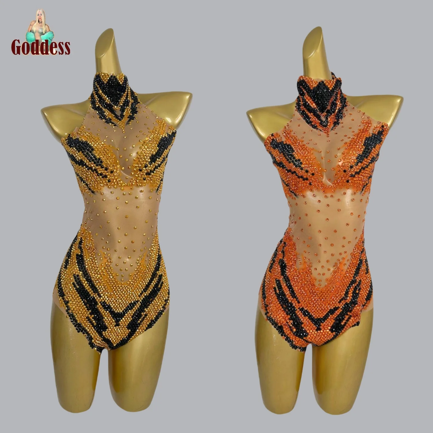 Леди блестящий купальник со стразами Клубный для танцев на полу Drag Queen Прозрачное