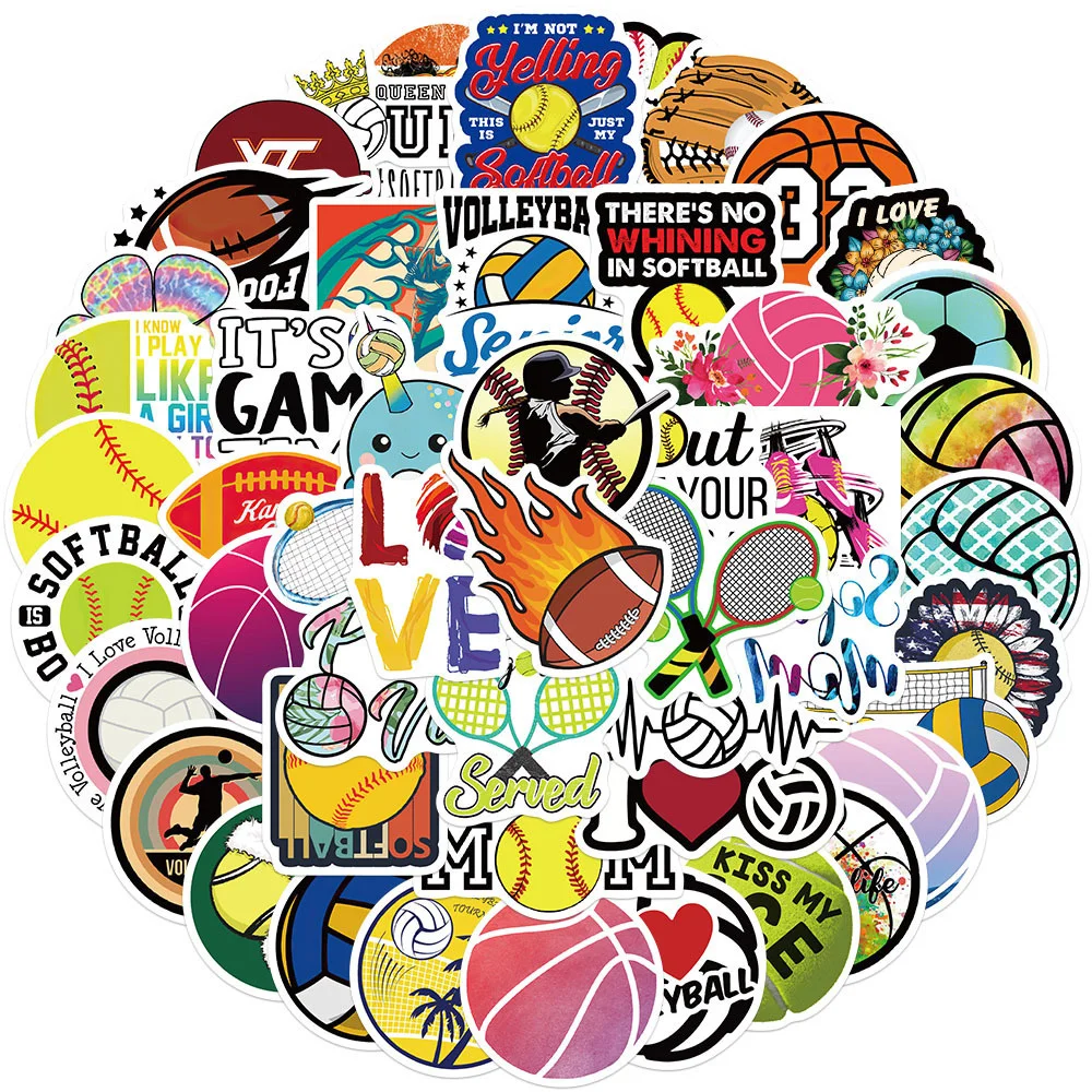

10/30/50PCS Mixed Ball Sports Stickers Personalized Decoration Suitcase Skateboard Laptop Helmet Waterproof Sticker Wholesale