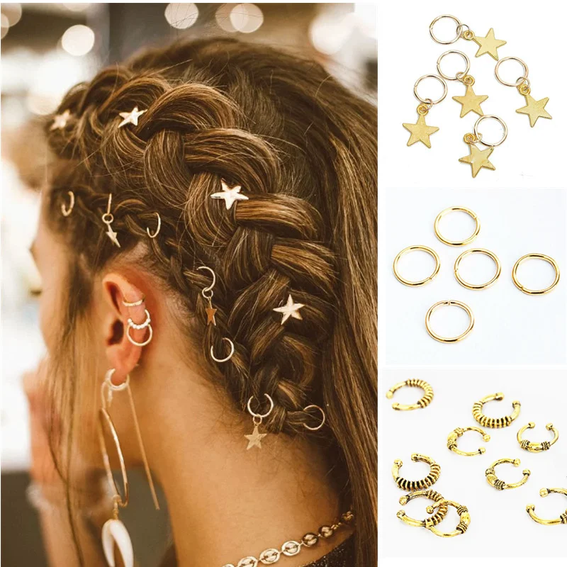 

5pcs/Pack Charms Hair Braid Dread Dreadlock Beads Clips Cuffs Rings Jewelry Dreadlock Clasps Accessories Hair Styling Tools
