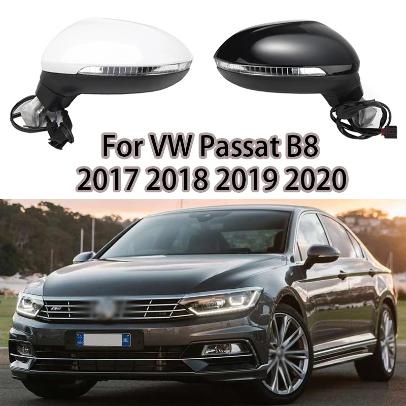 

For VW Passat B8 2017 2018 2019 2020 6/8/13 Wires Auto Left Right Side Power Heated Fold Turn Signal Side Mirror Assembly