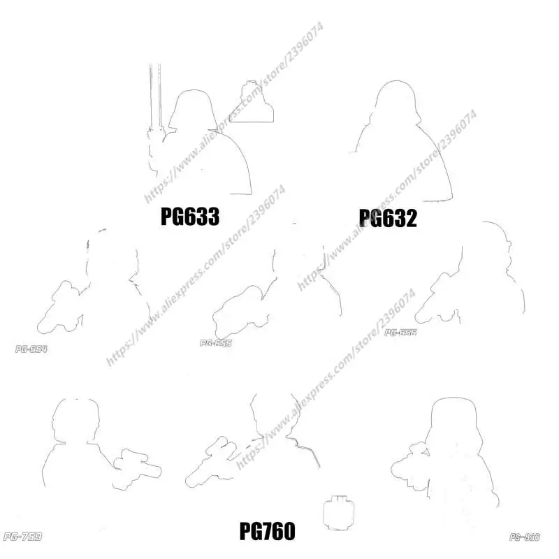 Экшн-фигурки PG, аксессуары для фильмов, строительные блоки, кирпичи, игрушки PG632 PG633 PG654 PG655 PG656 PG759 PG760 PG830