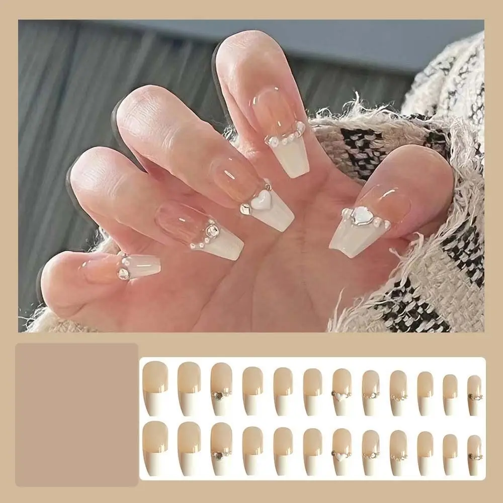 

Nail Supplies Long Diamond False Nails Press on Nails Full Cover Nail Art Tips Long Flower Fake Nails Star Moon Shaped