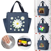 insulated cooler bag large capacity portable zipper thermal lunch bags for women lunch box picnic food bag 3d pattern