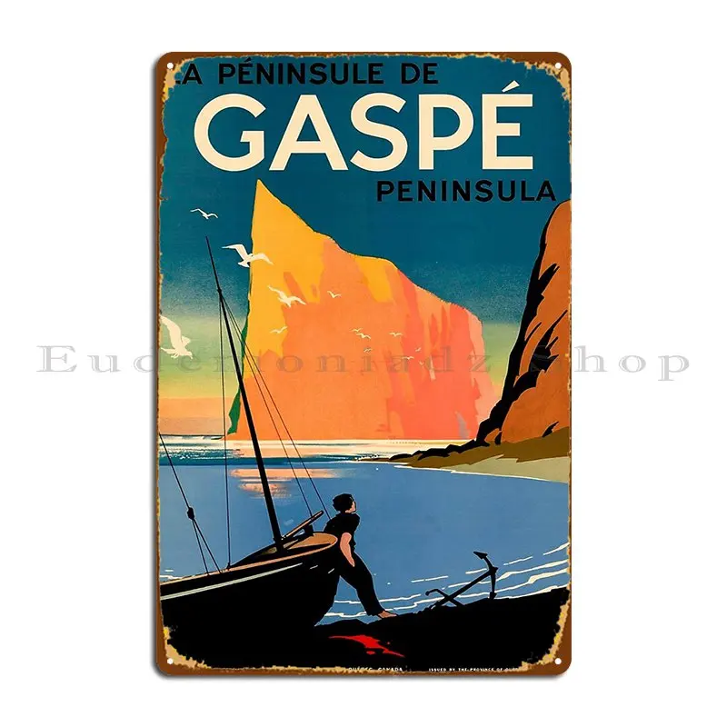 Винтажный постер La Peninsule De Gaspe для путешествий 1930s металлический знак фотография