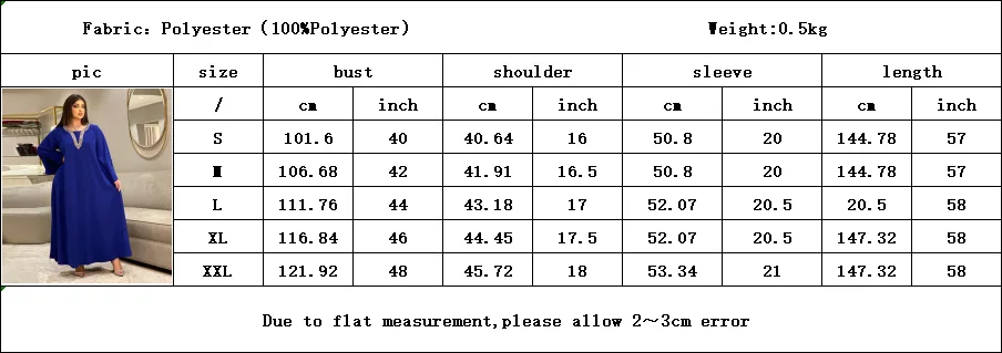 2023 Spring Summer New Arrival Muslim Women Long Sleeve Blue Polyester Long Abaya Muslim Fashion Dresses  Abaya Dress