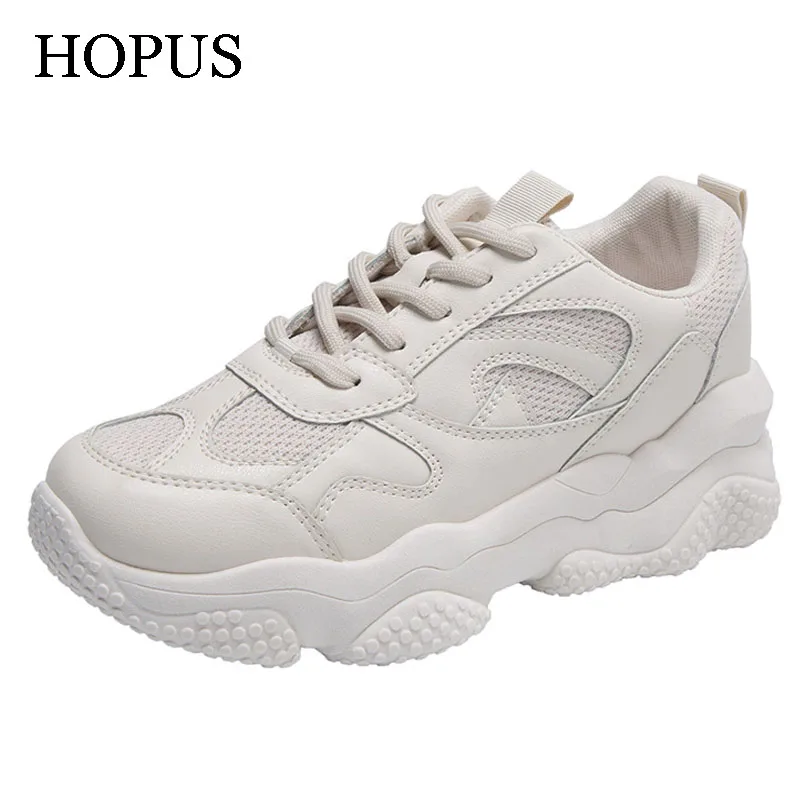 

Кроссовки женские из экокожи, удобная дышащая сетчатая обувь на платформе, модные повседневные спортивные туфли, однотонные, 2022