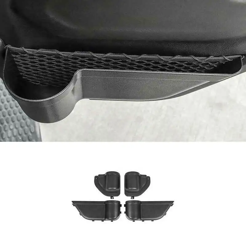 

For Jeep Wrangler JL 4DR 2018-21 Matte Balck F&R Inner Door Net Storage Box 4PCS
