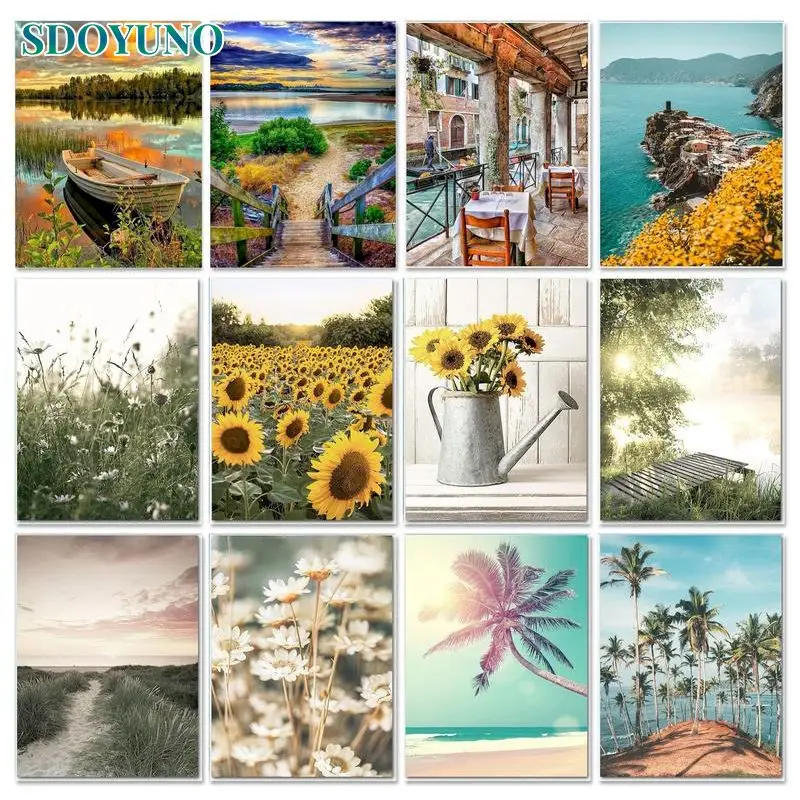 

Interior Paint By Number Fresh Natural Landscape Drawing On Canvas Diy Frame Pictures By Numbers Kits HandPainted Painting Home