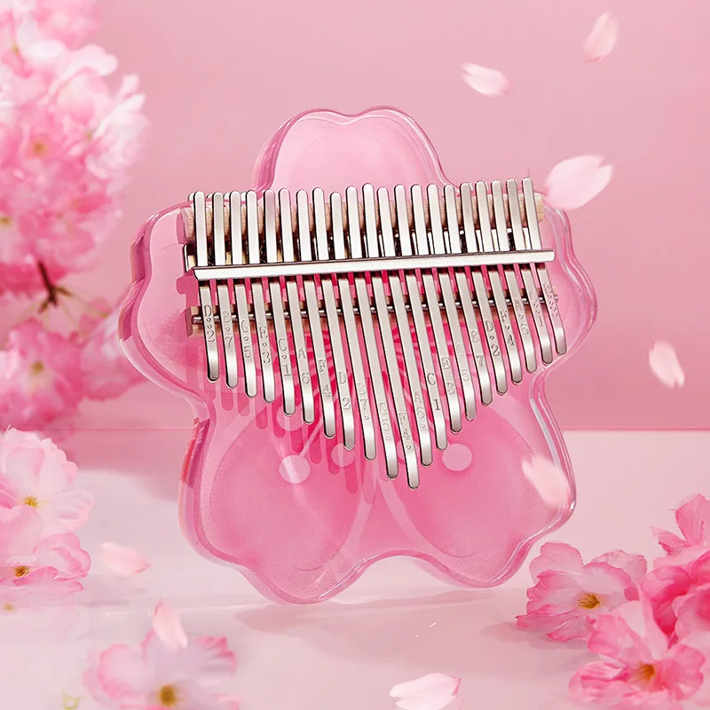 

17/ 21 Key Mini Kalimba Thumb Piano Cherry Blossoms Shape Small Musical Instrument Pendant Mbira Gift For Adult Kids Beginner