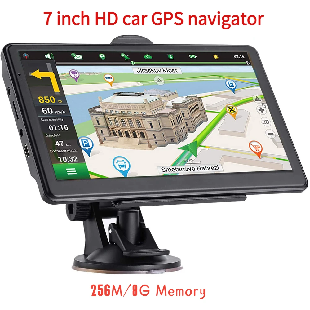 

7 Inch HD Portable Car GPS Navigator Car Truck RV Satellite Navigation 256M+8G Large Memory 2022 Europe Map Russia GPS Navigator