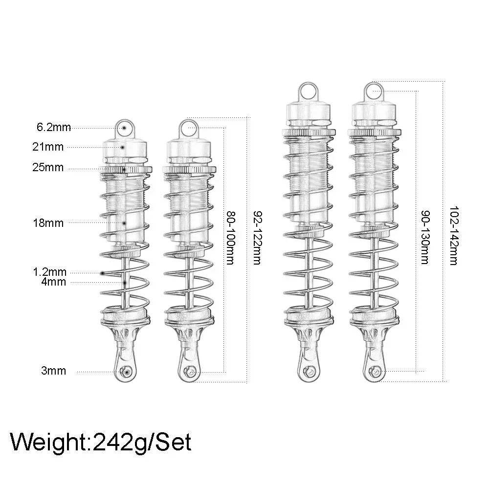 Передний/задний утолщенный демпфер амортизаторов # ARA 330552 330553 Для RC ARRMA 4S Outcast 1:10