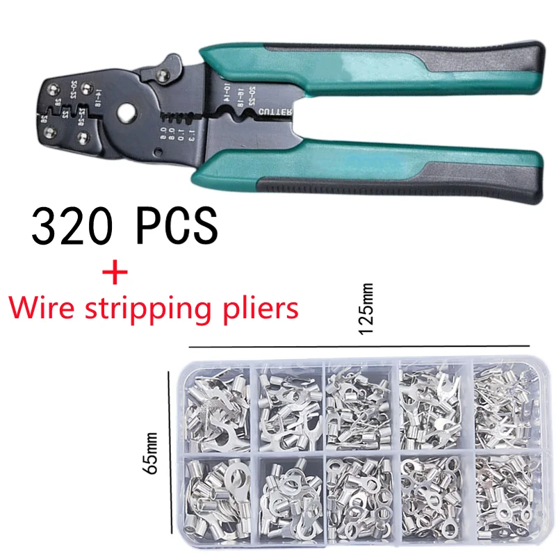 Boxed Crimp Terminal,Electrical Connector,U/O Shaped,Splicing Termination 150pcs/ 320pcs,Wire Connector,Cable Termination Pliers