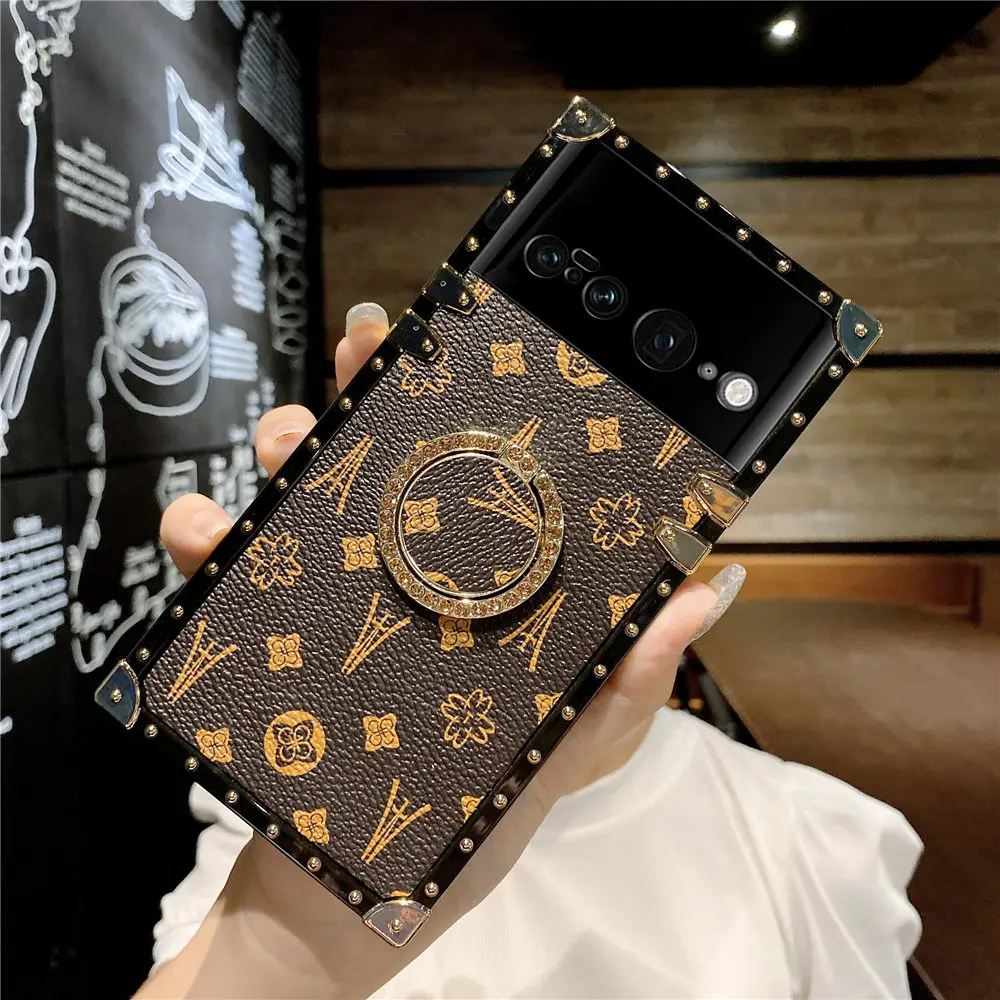 Чехол для Google Pixel 7 роскошный кожаный чехол с леопардовым принтом и держателем на