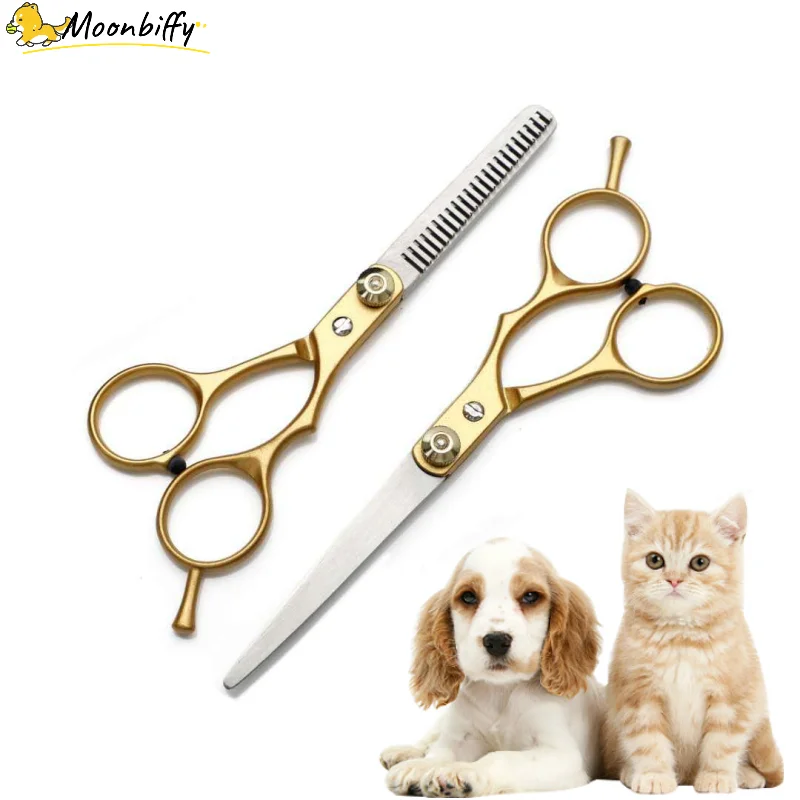 

Pet Grooming Scissor Professional 6 Inch Hairdressing gold Scissors for Dogs Sharp Thinning / Curved Scissors Dog Grooming Tool