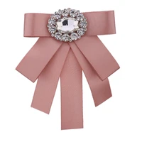 i remiel new tie bows brooch rhinestone cloth art pins and brooches ladies broaches collar decoration groom blouse jewelry badge