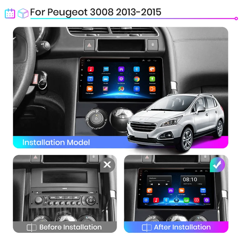 Авторадио для Peugeot 3008 2009-2015 2din мультимедийный видеоплеер навигация GPS Android 10 0 Carplay