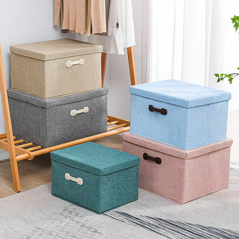 

Cotton and Linen Carry-on Container Foldable Moving Box Bed Bottom Storage Box Toy Storage Closet Storage Box