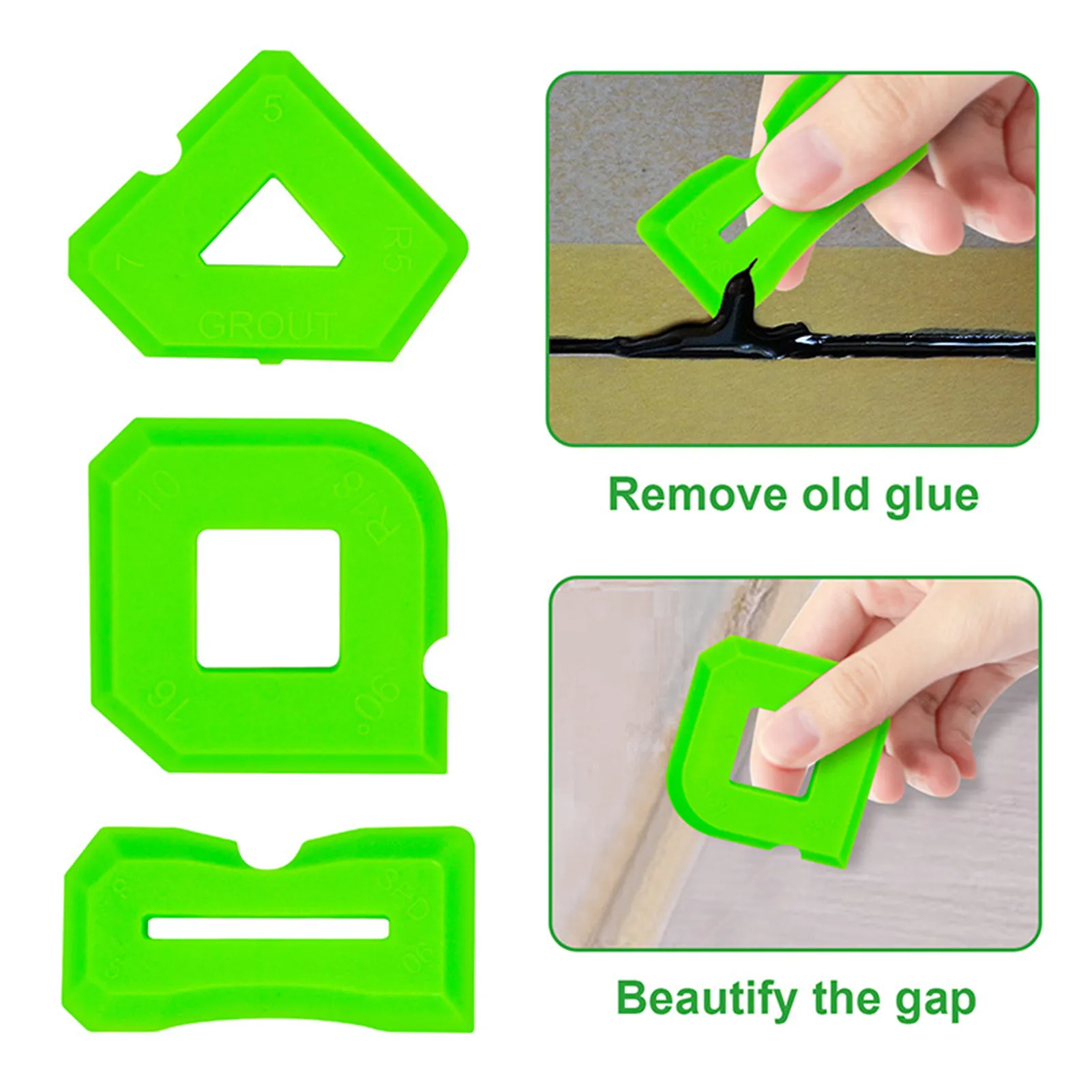 

3pcs Caulking Tool Kit Decal Remover Paint Scraper Kit Grout Scraper Sealant Spreader Spatula Glue Shovel For Door And Window