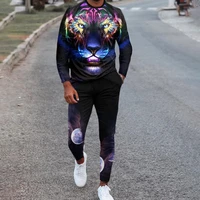spring and autumn mens long sleeve rugby team t shirt shirt 3d printing casual mens sportswear suit trousers