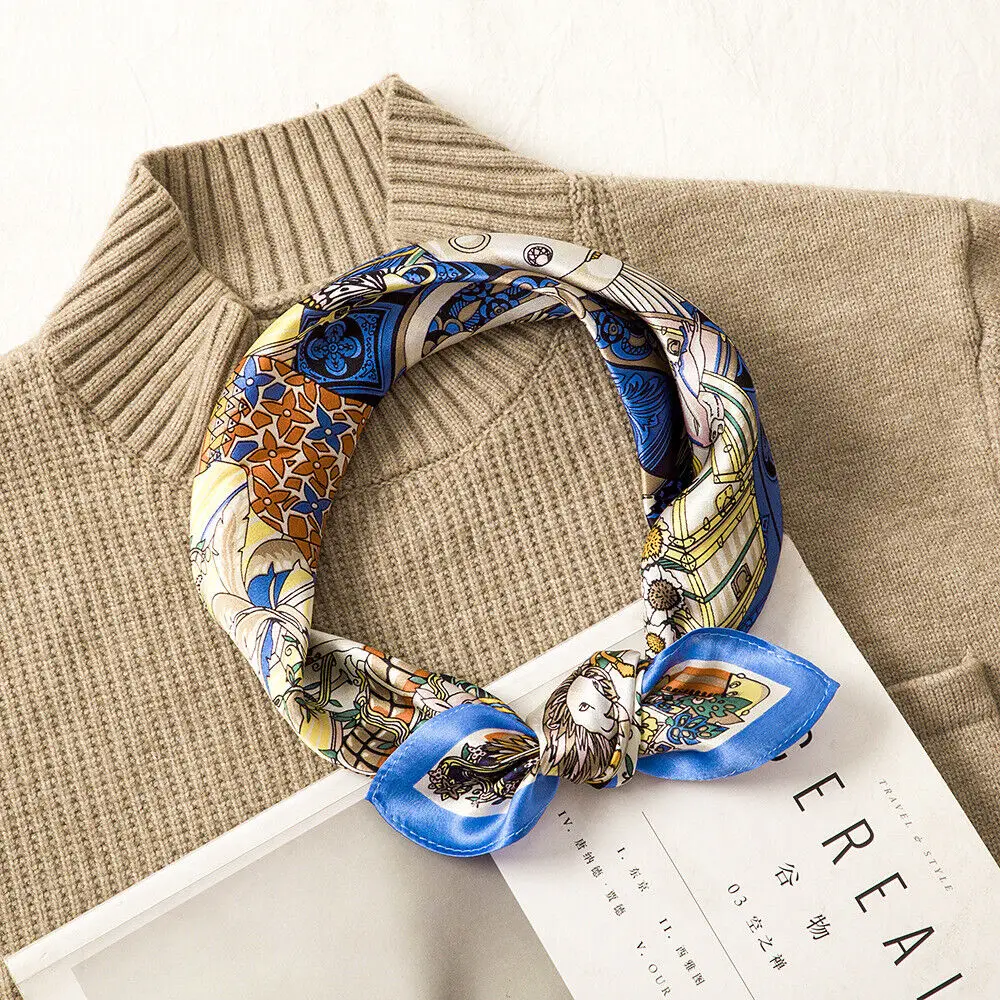 

100% Silk Scarf Man Women Fashion Animal Zoo Kerchief Neck Hairband Tied 53*53cm