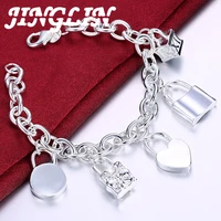 jinglin 925 sterling silver new bracelet multi pendant zirconia bracelet women fashion party charm gift