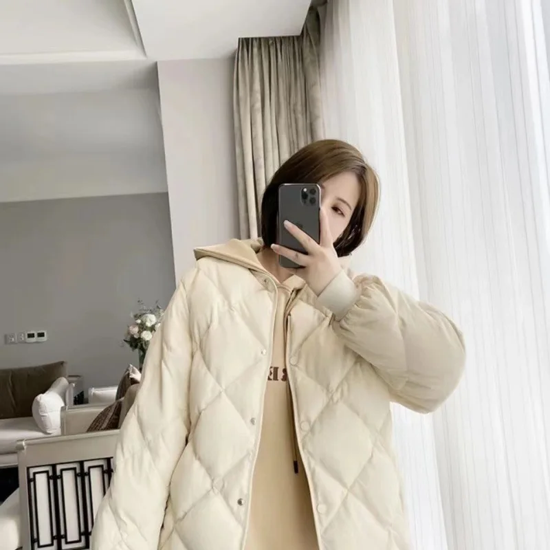 

Niche Design Sense of Cotton Jacket Female Winter New Light Rhombic Plaid Bread Clothes Collarless Cotton Jacket