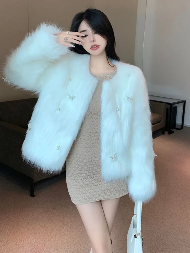 Faux Raccoon Fur Coat Women Winter Jacket Elegant Warm Luxury Clothes Cover Oversize 2022 New Fashion Full Y2k Especially Woman