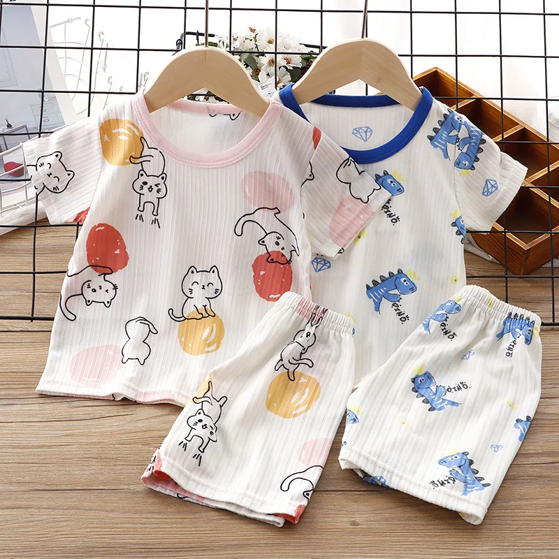 

Baby Girls Clothes 2023 Summer Short Sleeve T-Shirts Top and Pants Set Soft Cotton Heart Print Loungewear Korean Casual Pajamas
