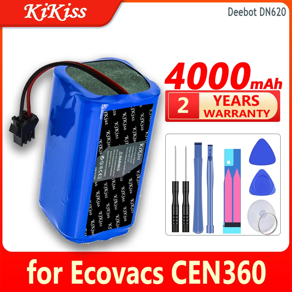 

KiKiss Battery 4000mAh for Ecovacs CEN360 CEN361 DH35 DH43 DH45 DN620 DN621 N79S N79 600 601 605 710 715 High Capacity Bateria