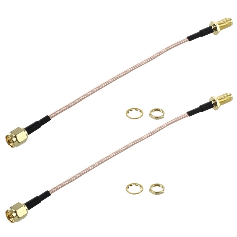 

New 2X SMA Male To SMA Female Nut Bulkhead Crimp RG316 Coax Cable Jumper Pigtail 15Cm
