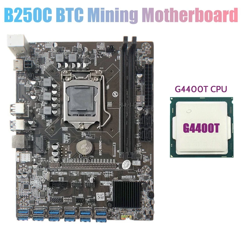 

Материнская плата B250C для майнинга с процессором G4400T 12 PCIE к USB3.0 слот GPU LGA1151 Pin поддержка DDR4 RAM для майнинга BTC
