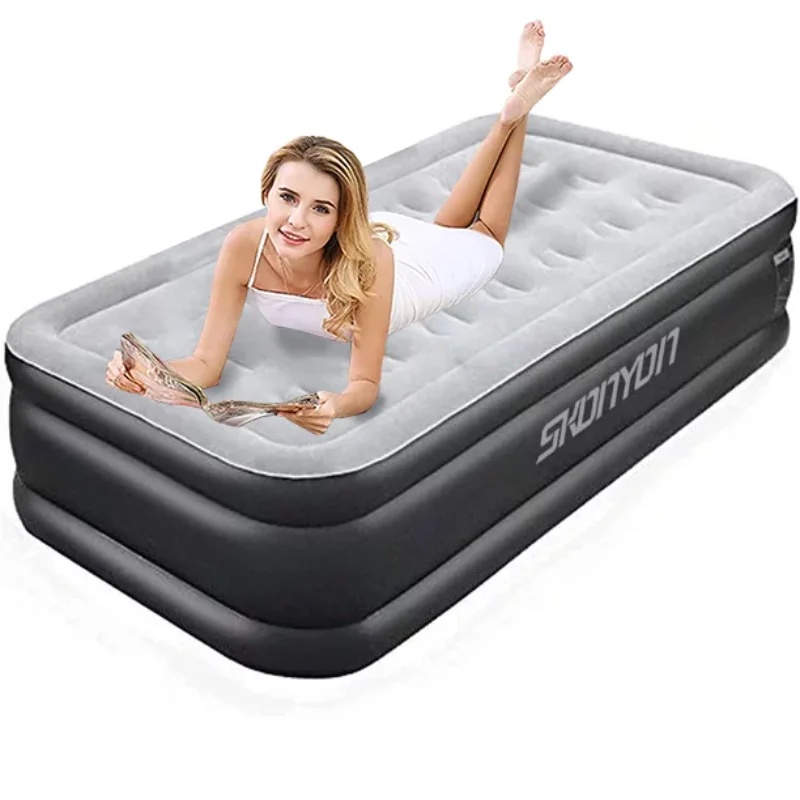 

SKONYON Air Mattress 18" Double-High Airbed with Built-in Pump, Twin pool floats for adults floating blanket