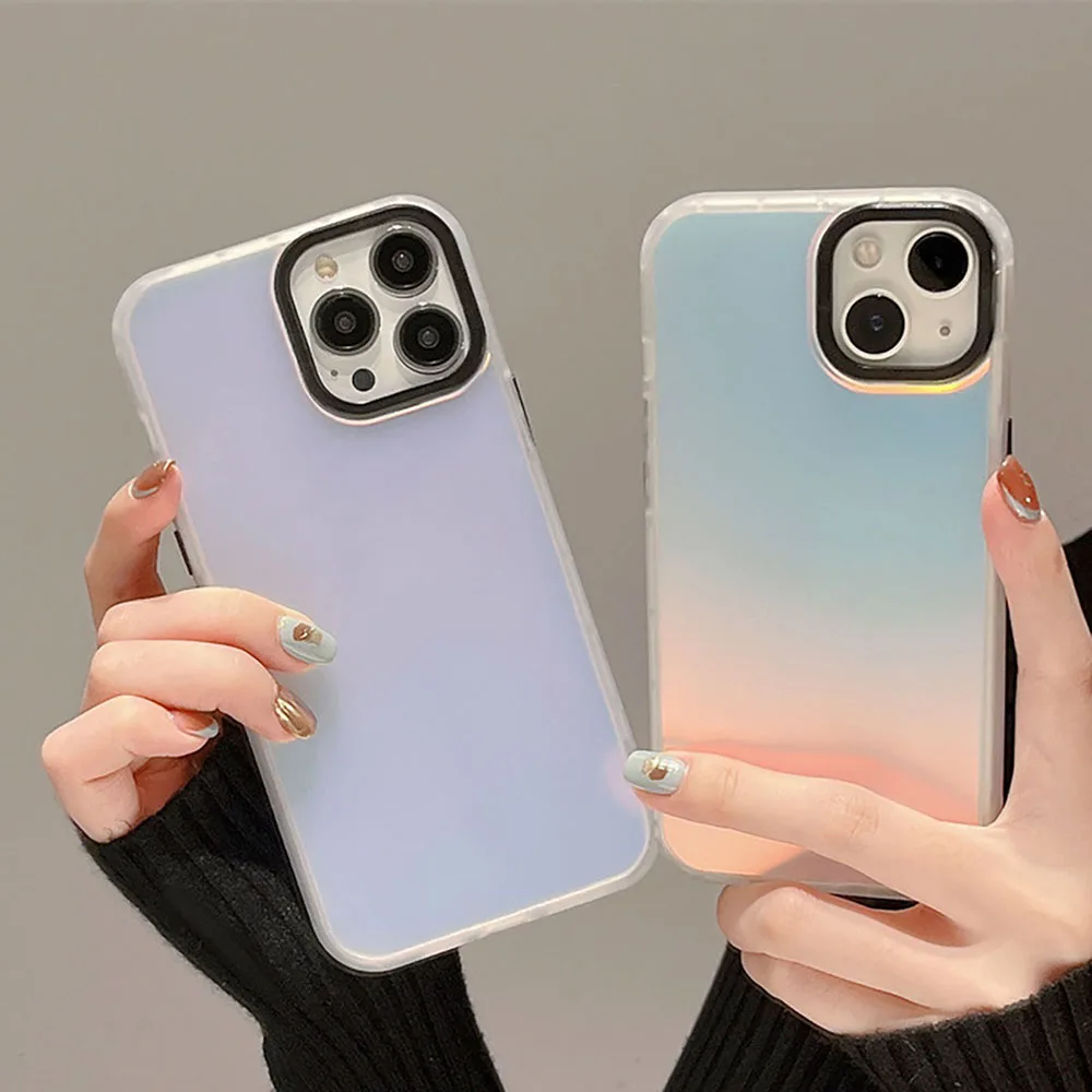 

3 in 1 Fashion Aurora Laser Gradient Phone Case For Samsung S23 Ultra S21 S20 FE Galaxy A53 A54 A52 A33 A34 A23 A22 A14 Covers