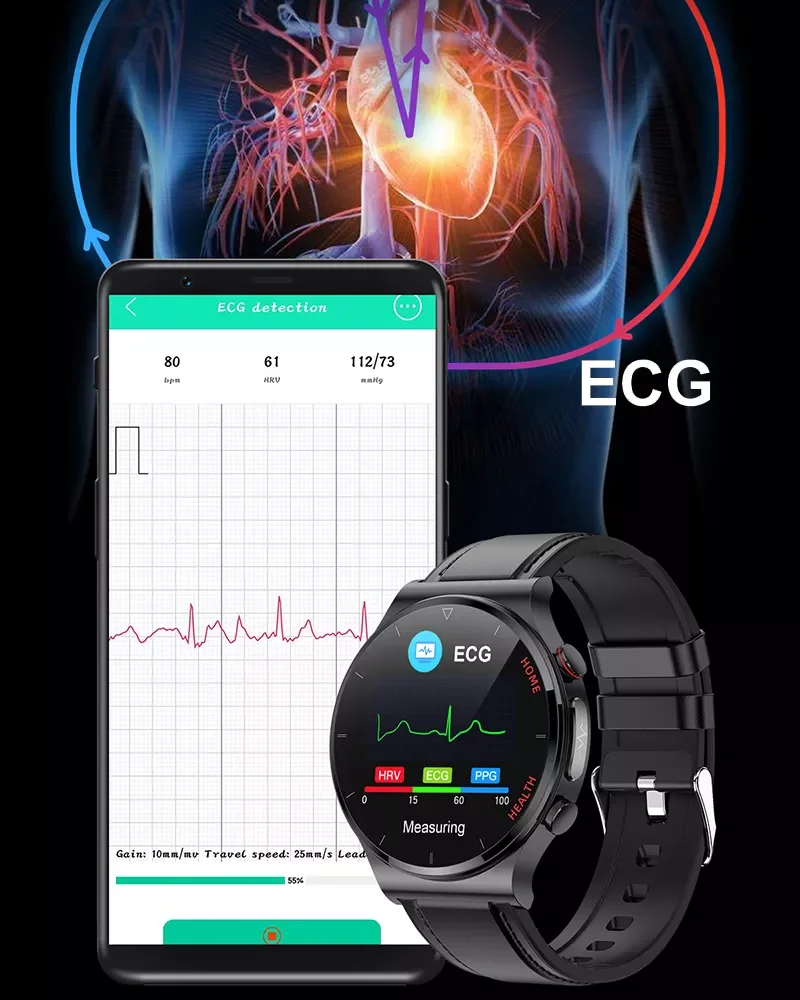 

ECG+PPG Smart Watch Men Sangao Laser Health Heart Rate Blood Pressure Fitness Watches IP68 Waterproof Smartwatch For Xiaomi