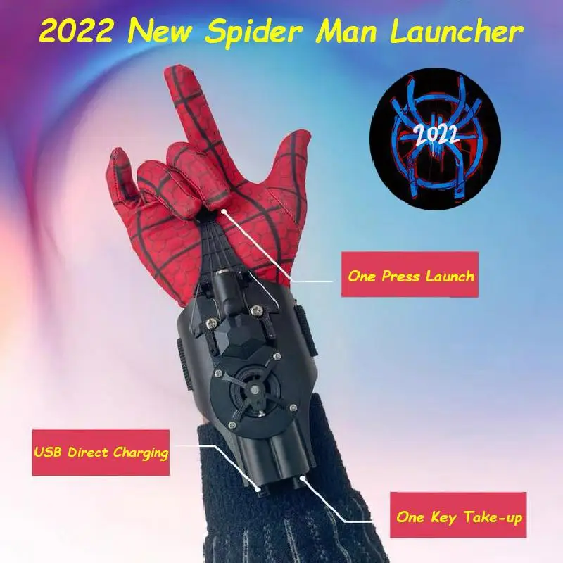 

Disney Spiderman Fully Automatic Spider Silk Launcher Rope Device Cosplay Props Luminous Version Toys Gifts For Kids Kids Toys