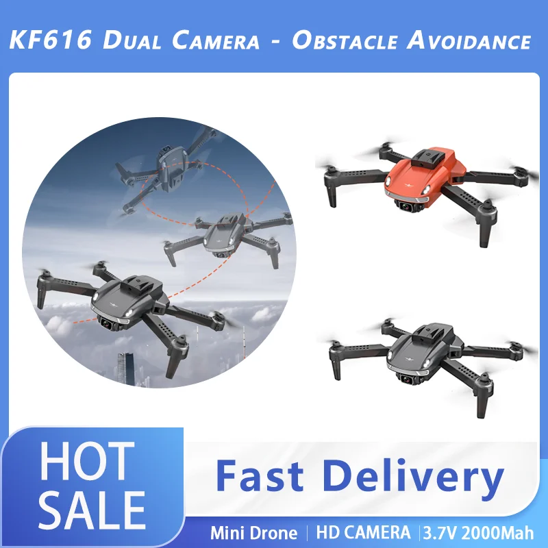 

2022 New KF616 Drone 4K Profesional 2.4G WiFi HD Dual Camera WITH Obstacle Avoidance Foldable Quadcopter RC Helicopter Toys gift