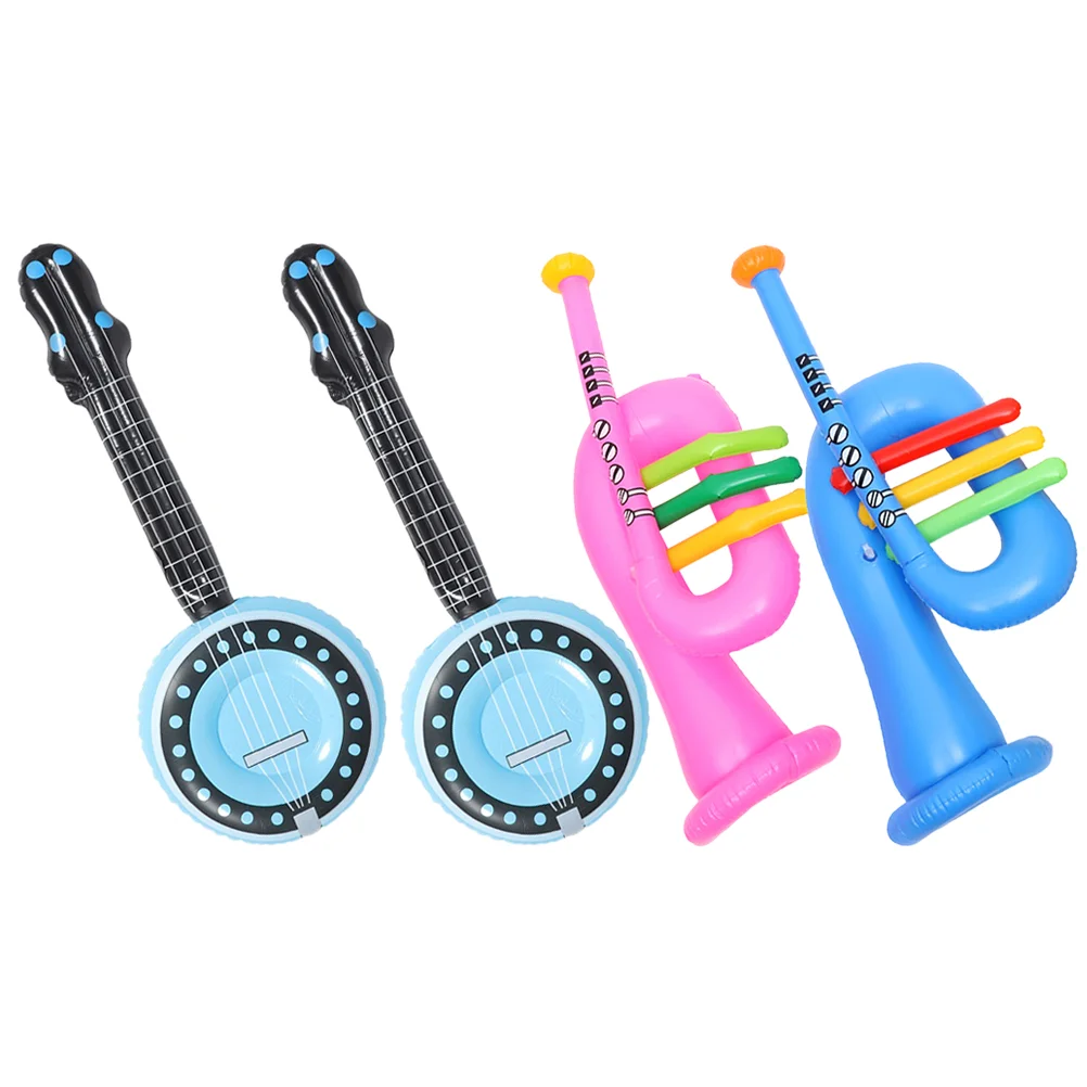 

4 Pcs Party Supplies Toy Inflatable Props Horn Inflation Instrument Pvc Decorations Toys Child