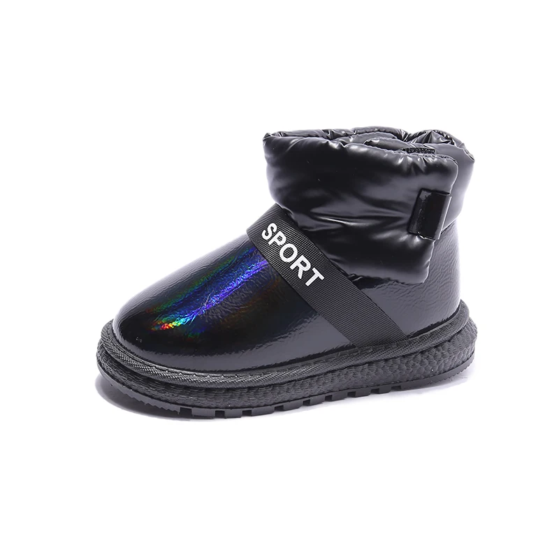 

Зимние детские зимние ботинки, детская утепленная обувь из хлопка, модные зимние ботинки с крючком для девочек, нескользящая Водонепроница...