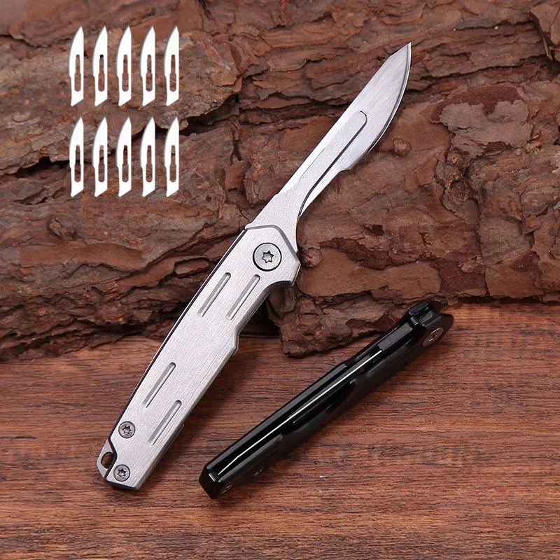 Edelstahl Skalpell edc Klappmesser трамппресс многофункциональный ale Werkzeug눈10 austauschbare Klingen Schnitzen