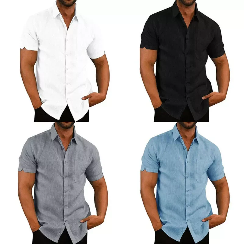 New2022 Blouse Short Sleeve Baggy Buttons Summer Solid Comfortable Casual Loose Holiday Shirts Tee Tops