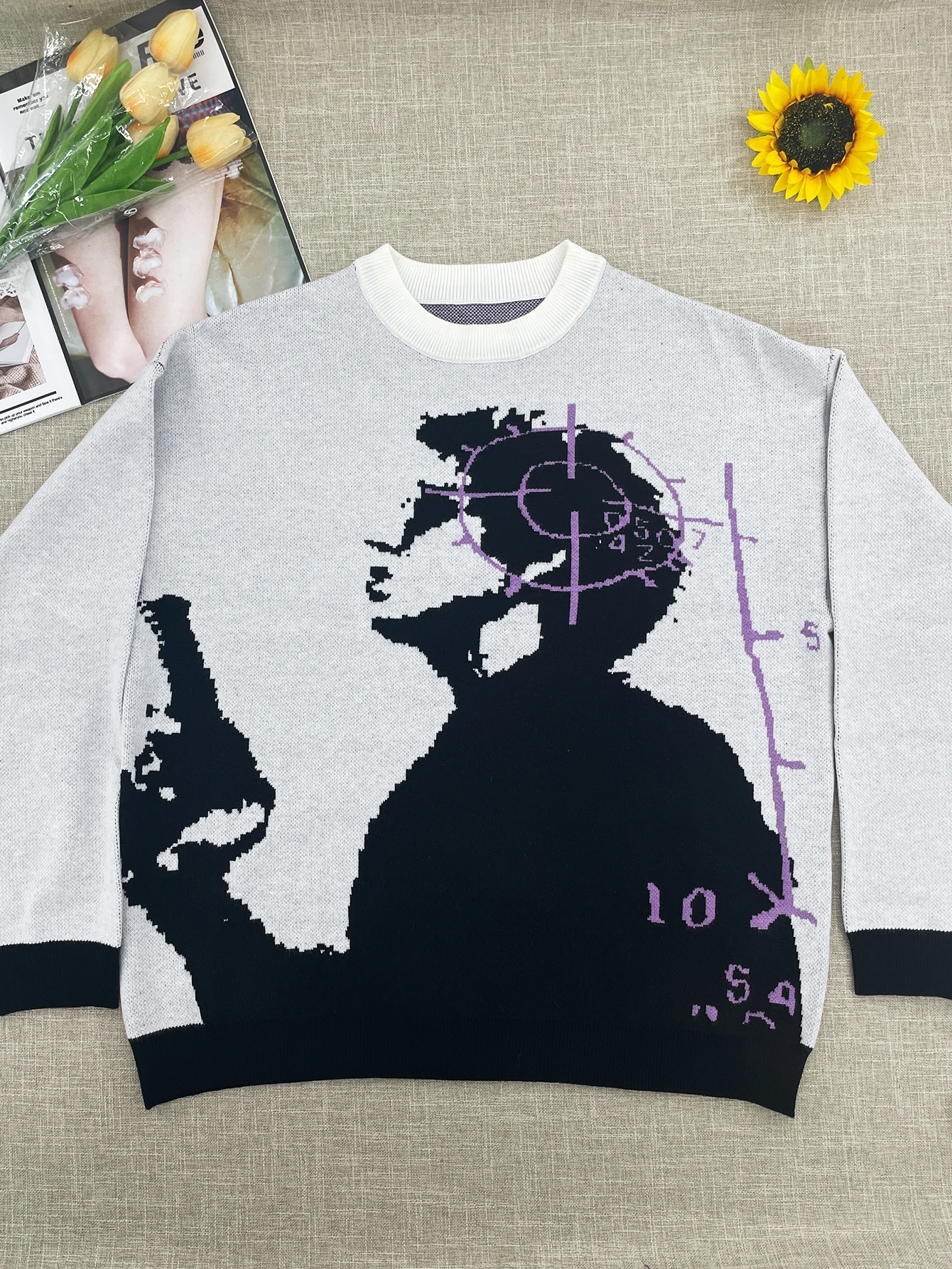 Y2k эстетичный Зимний вязаный пуловер для людей-мишеней винтажный свитер с