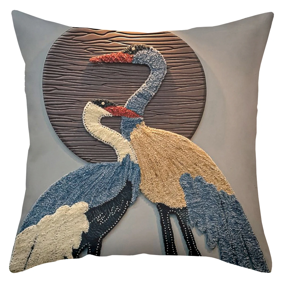 Полиэстерная наволочка с принтом журавль