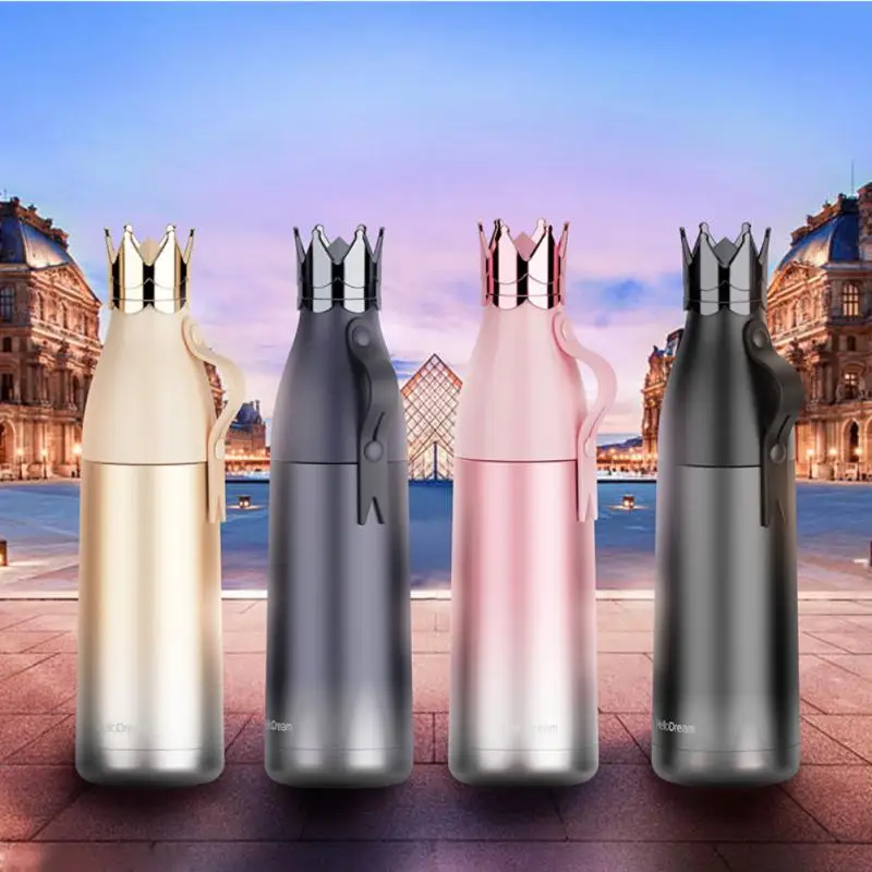

Crown Stainless Steel Thermos Cup Gradient Creative Insulated Water Bottle 240Ml/350Ml Portable Vacuum Flask Student Kettle