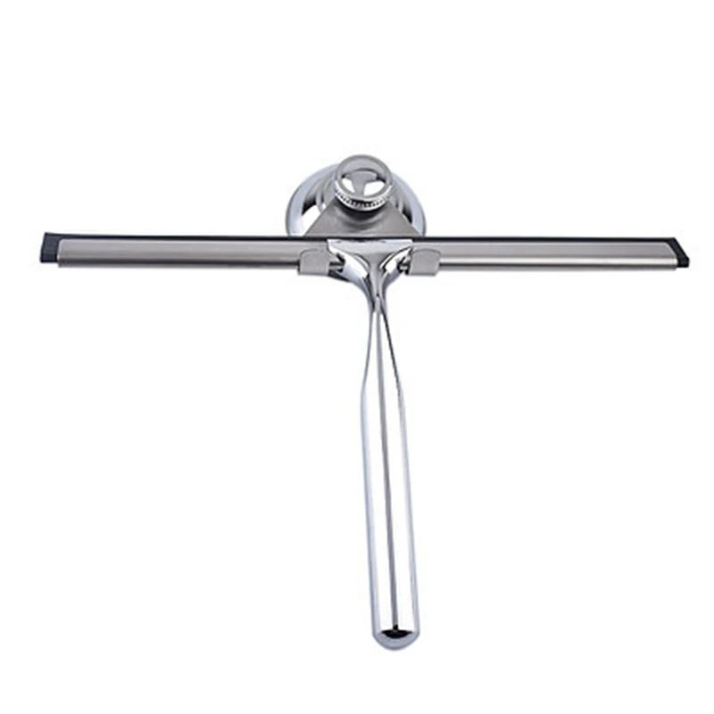 

Shower Squeegee Stainless Steel With Matching Suction Cup Shower Tray No Drilling For Shower Doors, Bathroom