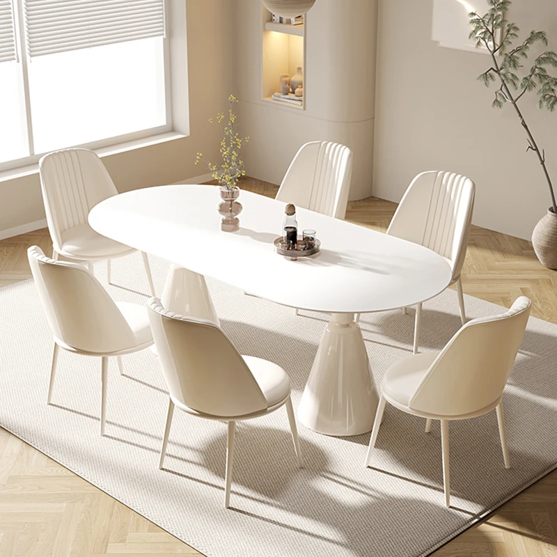 

Nordic Mat 6pcs Dining Tables Chairs Set White Modern Kitchen Library Dining Table Office Balcony Wood Mesa Comedor Furniture
